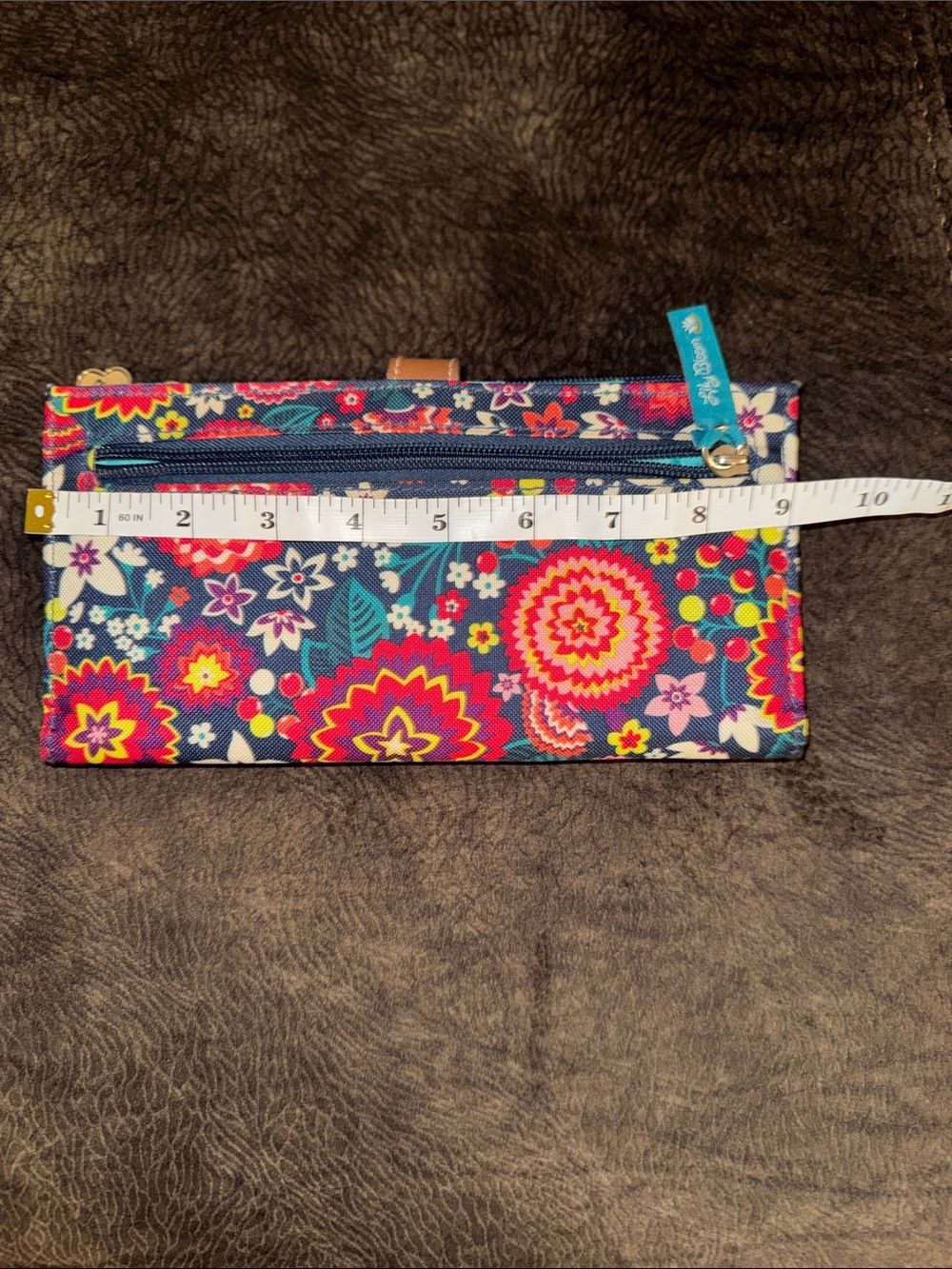 Lily Bloom Navy Floral Zip Wallet with Bright Multicolor Blooms - Picture 4 of 6